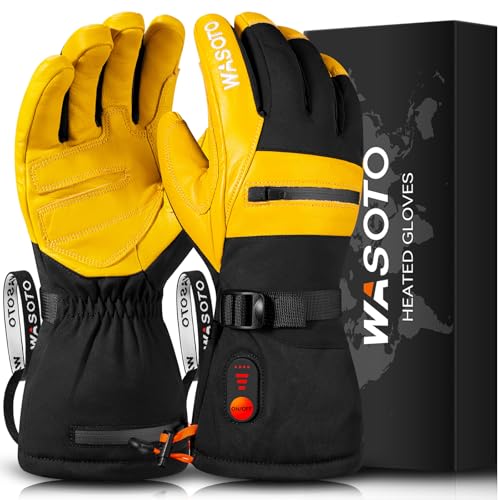 WASOTO 7.4V Heated Leather Ski Gloves