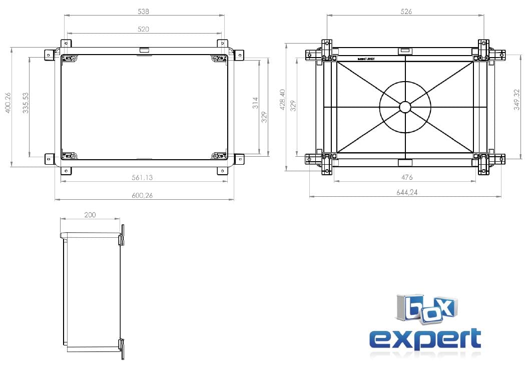 BOXEXPERT caja de distribucion exterior IP65 ABS 700x500x250mm Fleet, impermeable, armario electrico/mural, caja industrial vacia, negro