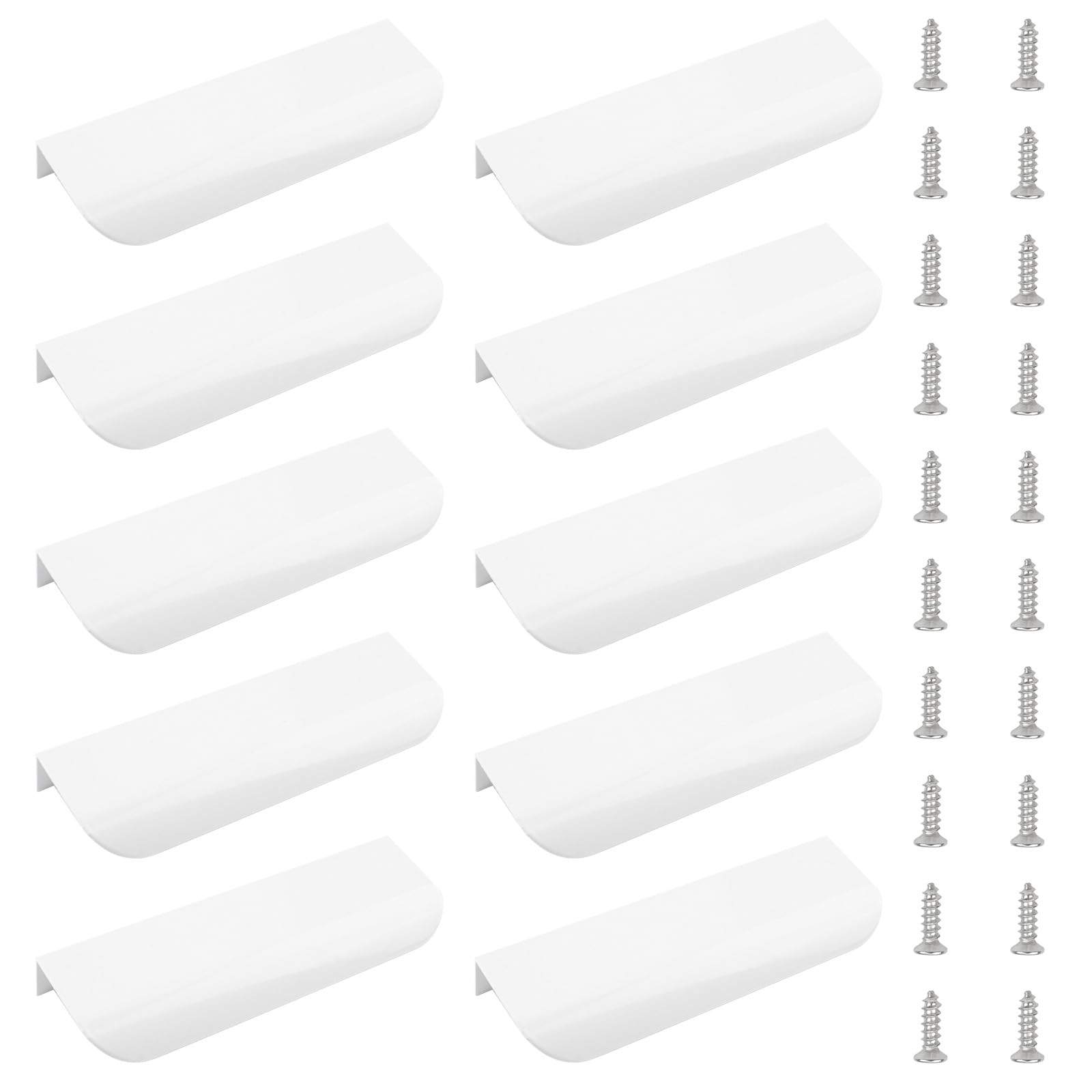 MOROBOR Finger Edge Pull, 10pcs Concealed Handle Modern Style Drawer Handles, Curved Aluminum Alloy Invisible Handle for Cabinet Hardware Drawer,120mm/White — image 1