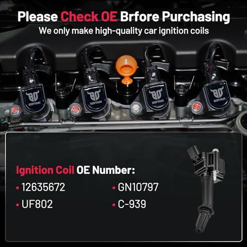 Image of BDFHYK Ignition Coils Pack UF802 Compatible with Chevrolet Equinox Malibu Cruze Volt 2016-2023 GMC Terrain Buick Encore l4 1.4L 1.5L 1.6L Chevy Oem Coils Pack Coil for Buick C-939 GN10797 Set of 4