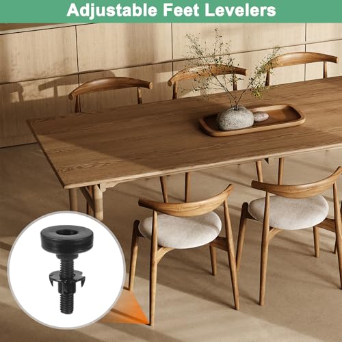 Image of M METERXITY 4-Pack Furniture Feet 3 /8 inch-16 Thread W T-Nut Kit 1320LBS Black | Adjustable Furniture Leg Levelers, Adjustable Leveling Feet Supports, for Tables /Cabinets /Large Base Supports