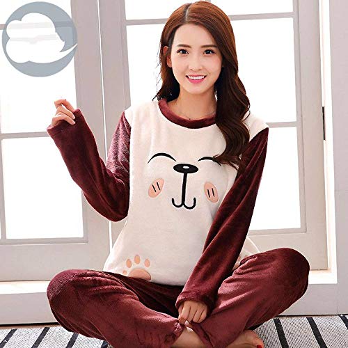 Pyjama femme hiver polaire chaud flanelle vêtements de nuit ensemble corail