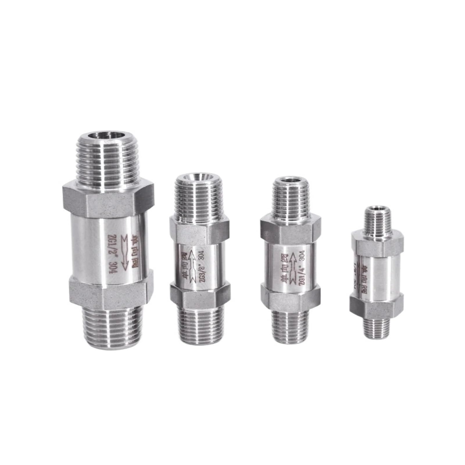 Uyzndkvsi 1/2 /8" /4" 3/8" " Way Check Valve Non-Return Inline 304 Stainless Steel(",Npt)