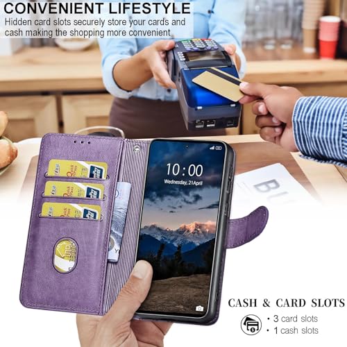 Housse antichoc iPhone 17 cuir violet contre chutes avec support - 5