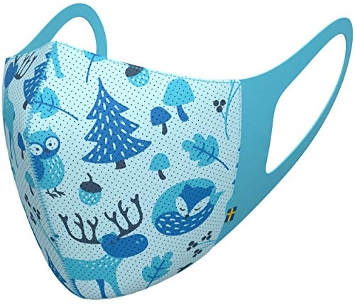 Airinum Air Lite Máscara, Cómoda Mascarilla Reutilizable con Ganchos Elásticos y 2 Filtros Reemplazables Incluidos (XS, Wild Blue) Cover