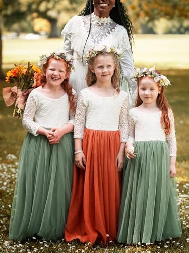 Image of 2Bunnies Girl Peony Lace Back A-Line Straight Tutu Tulle Party Flower Girl Dress
