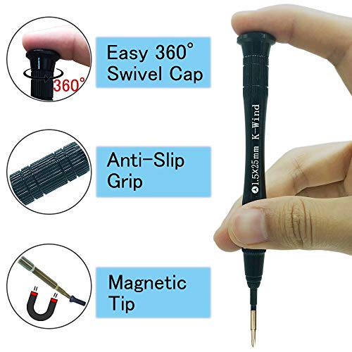 Triwing Screwdriver Y00 1.5mm Compatible with Nintendo Switch Joy-Con, Small Tri-wing 00 Y Shape, Tri Point Screwdriver Y1.5, S2 High Alloy Steel Head, Magnetic Y Tip, 360° Rotary Cap, Anti Slip Grip