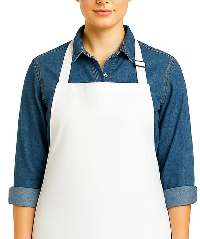 Mfaz Morefaz Ltd Unisex Plain White Personalised Custom Your Photo Design Kitchen Chef Apron Pocket Bbq Catering