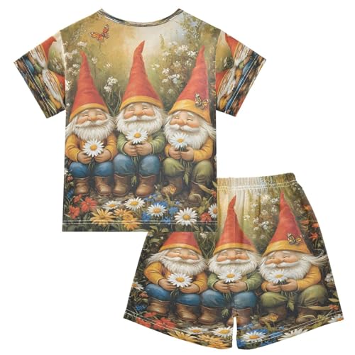senya Short Sleeve Pajamas Sets Summer Cotton Sleepwear Three Cute Gnomes2