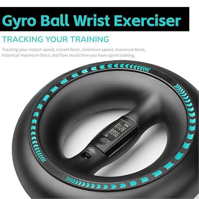 2024 Upgraded Gyro Ball Wrist Exerciser, Smart Display Wrist Trainer Ball, Curved Handle Wrist Strengthener Gyro Ball for Strengthen Arms, Fingers, Wrist Bones and Muscles