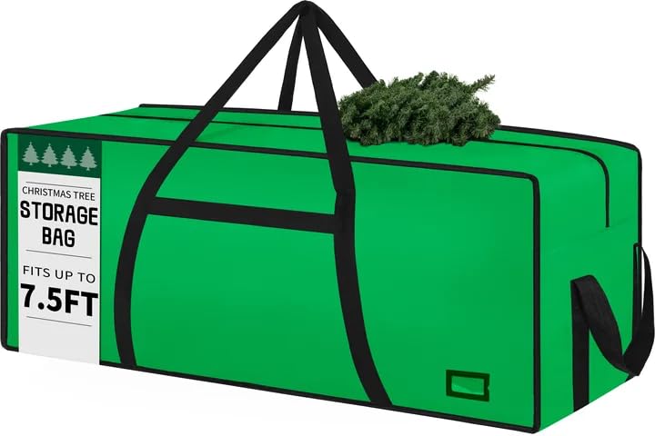Image of 7.5 ft Christmas Tree Storage Bag, Heavy Duty Christmas Tree Bag with Reinforced Handles and Dual Zippers Wide Opening, Large Capacity fits for Artificial Christmas Tree (Green, 7.5ft)