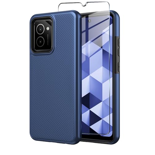 Mocotto for HMD Vibe Phone Case N159V TA-1590 Cover with Tempered Glass Screen Protector Dual Layer Heavy Duty Shockproof Protection Phone Case Cover for HMD Vibe (Blue)