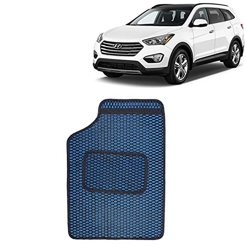 Image of Kingsway Dotted Design Car Floor Foot Mats Universal Fit for Hyundai Santa Fe, Model Year : 2017 Onwards, Water and Dustproof, Color Blue, Set of 5 Pieces