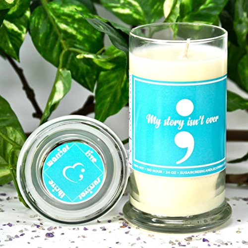 Semicolon 24oz Candle- (My Story Isn't Over!) -100% Soy Wax Candle. Soy Candles Burn Cleaner ~ Longer ~ Non-Toxic ~ The Original 100% Yinzer Made in USA. Gift for Any