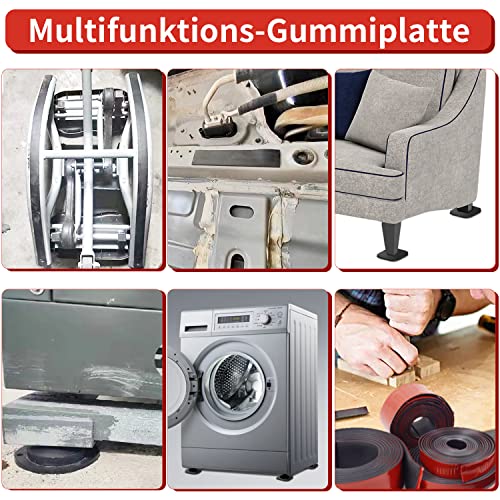 Neopren Gummistreifen Selbstklebend Neopren Gummiplatte Gummimatte für DIY-Dichtungen, Pads, Bodenbeläge, Schutz, Puffern, Anti-Vibration, Anti-Rutsch (80mm(B) x3mm(D) x6m(L))