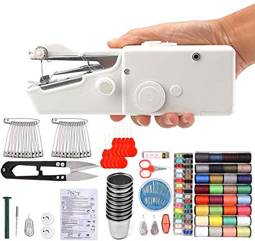 150 Pieces Handheld Sewing Machine and Sewing Kit, CocoX Small Cordless Portable Handy Electric Stitching Machine for Beginner with Sewing Threads, Needles, Threader, Scissor, Safety Pins, Thimbles