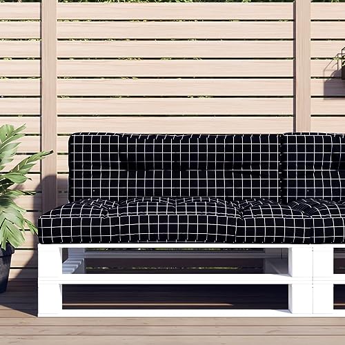 Festnight Cojines para Palets 2 uds, Cojines Sofá Palets, Cojines para Sofas de Palets Asiento, Cojín para Jardín o Terraza Negro y Blanco Type-47