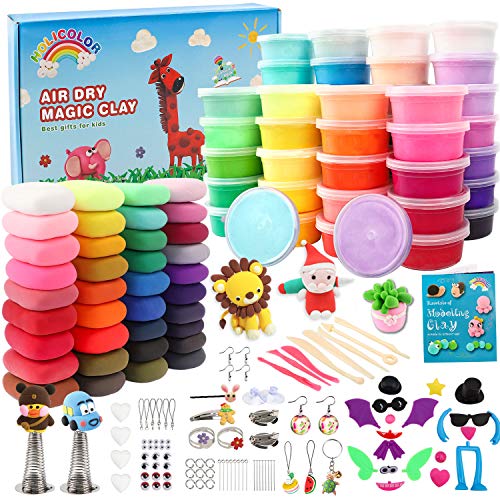 HOLICOLOR Super Bundle Air Dry Modeling Clay Kit! 50 Cups and 36 Packs air Dry Clay Kits, with More Than 100 Accessories for DIY Arts and Crafts?Great Clay Set for Kids