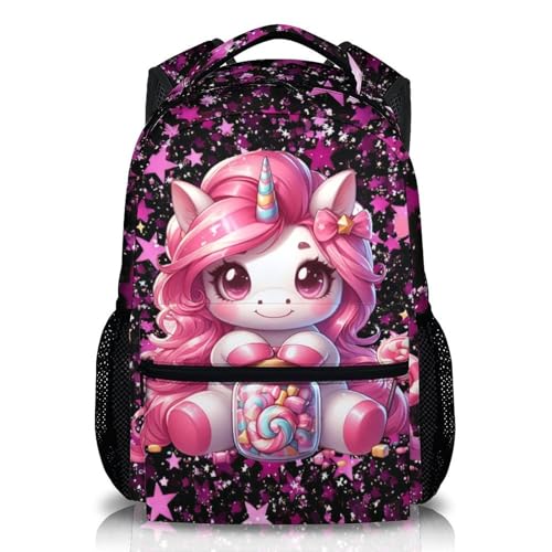 GiftRomance Girls Backpack for School Casual Unicorn Backpacks 17 Inch Pink Animal Schoolbag Gift Travel School Vacation