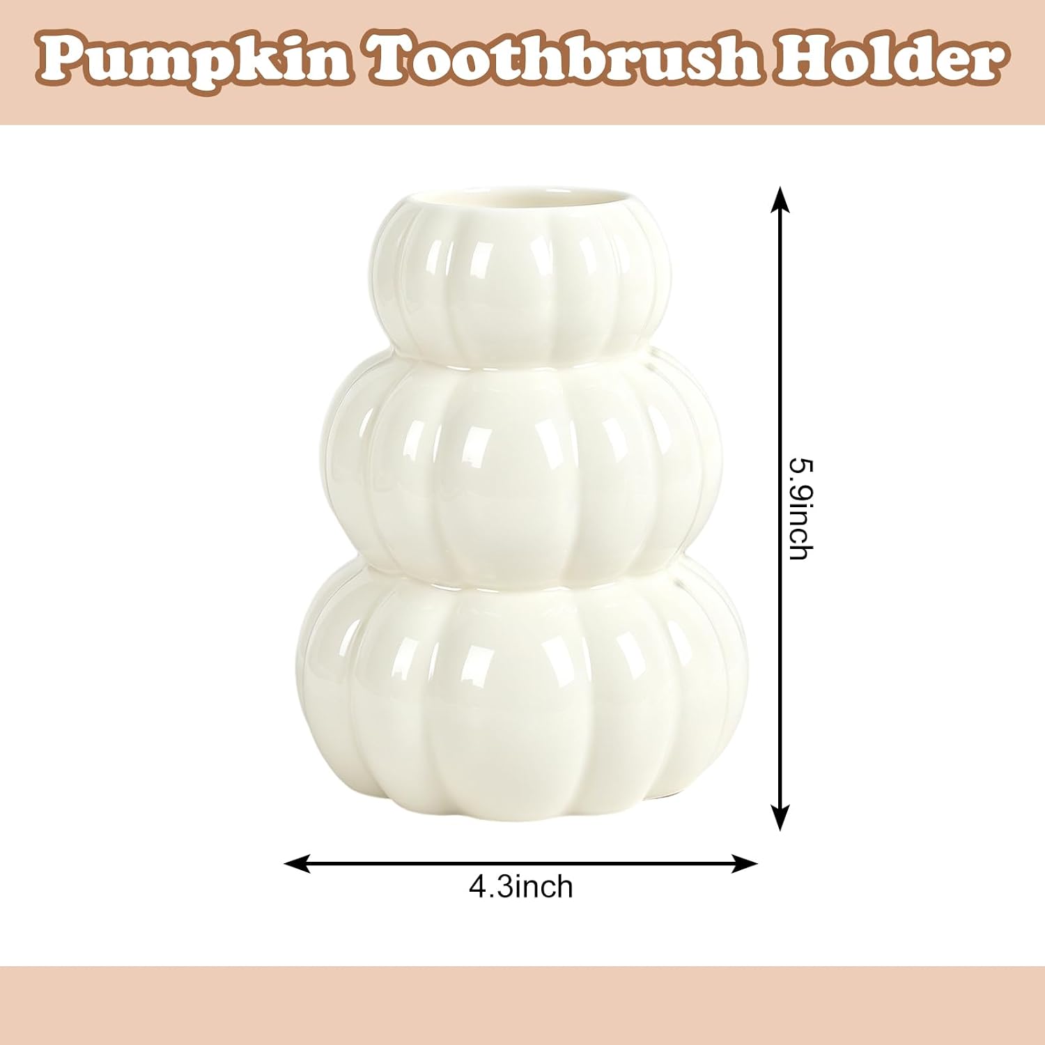 FYSUIMU Fall Toothbrush Holder Ceramic Toothbrush Cup, Stacked Pumpkin