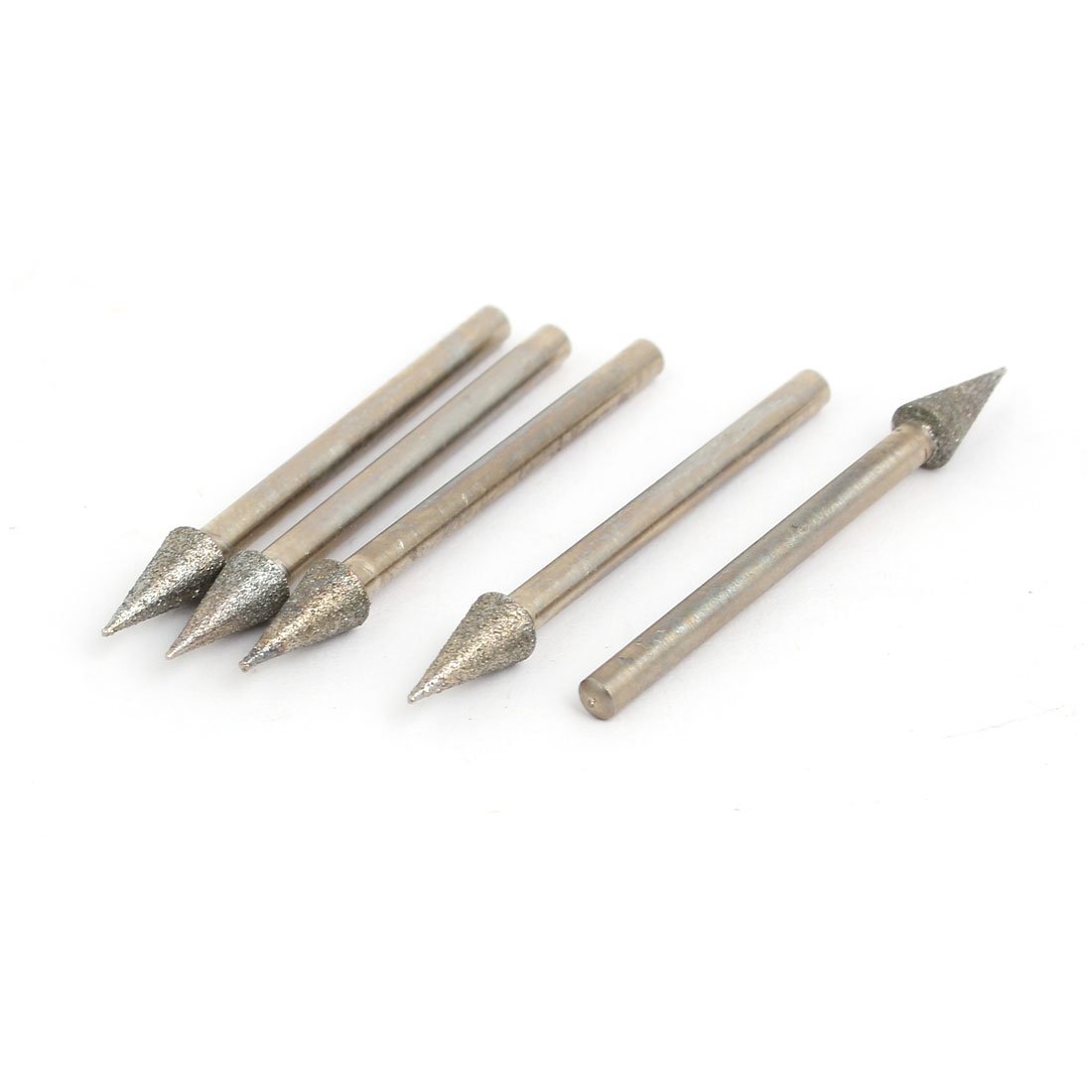 Aexit 5mmx45mm Diamond Abrasives Coated Tapered Shape Grinding Mandrel Mounted Points 5pcs Model:41as13qo633