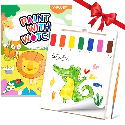 YPLUS Dipingi con Libri ad Acqua per Bambini Piccoli， Carta per Pittura ad Acquerello per Bambini 1-4 Anni， Regalo Artistico con Pennello Inclusi - Animale