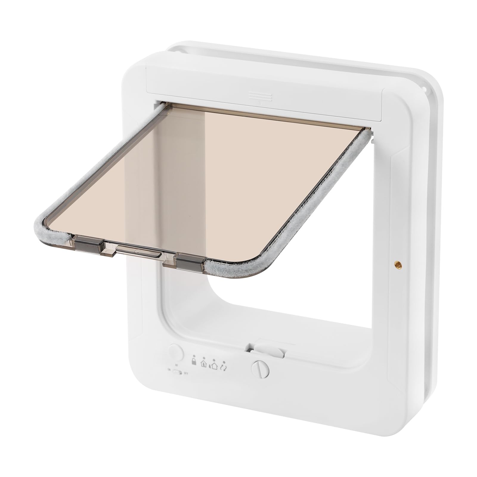 Haustiertür Katzenklappe intelligent mit Fernbedienung RFID Haustiertür ABS Material Kunststoff 2 Sensorhalsbänder 26x30cm für Haustiere bis 11 kg Sicherer Zugang Weiß