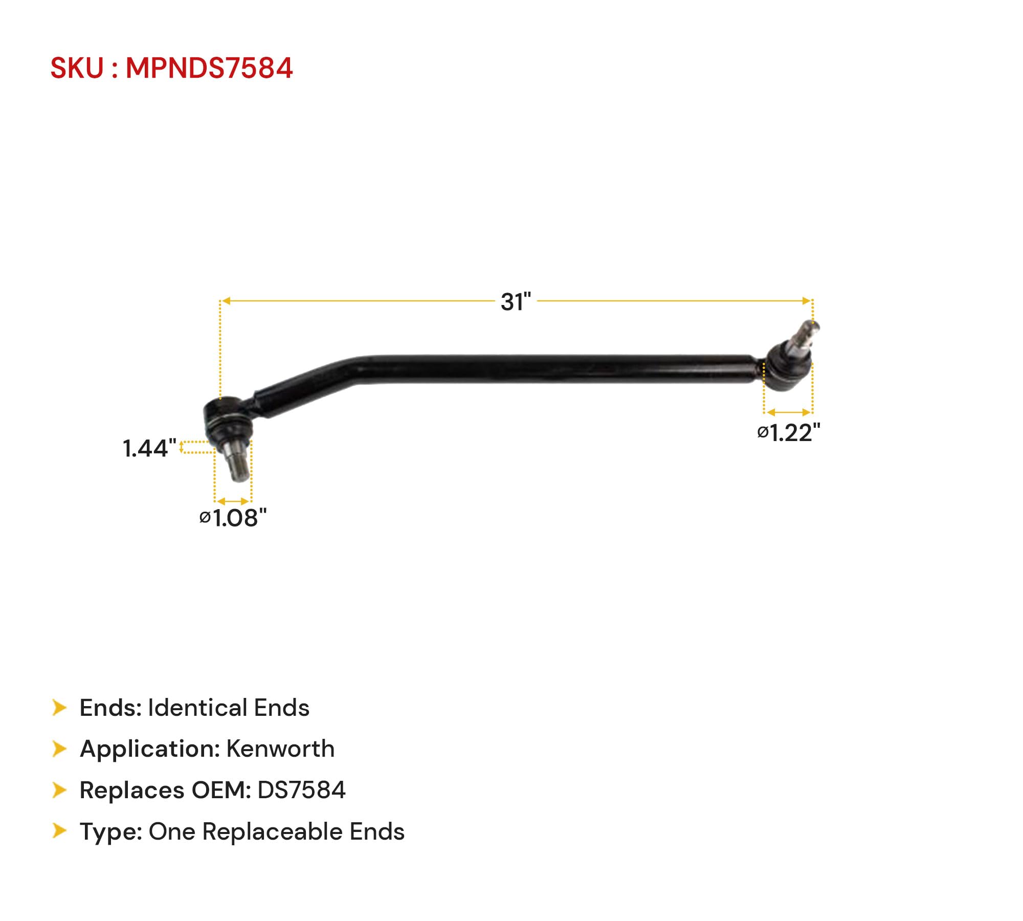 Amazon.com: Mytee Products Steering Drag Link 31.5