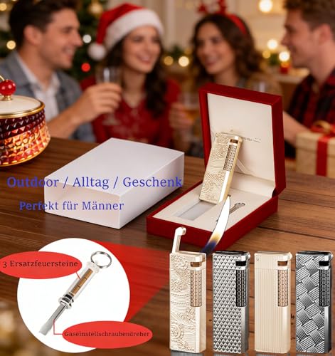 Encendedor clásico metálico rellenable con llama regulable miniatura 4
