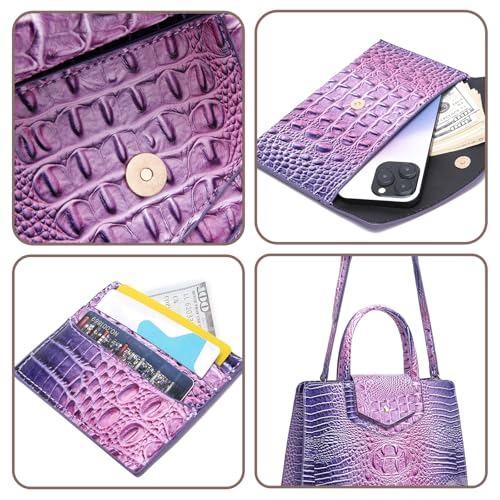 Image of Makcr Joacbv Women Embossed Pattern Satchel Handbags Wallet 3 pcs Set Crossbody Tote Top Handle Vegan Leather Ladies Bag | Embossed Pattern