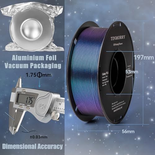 Image of TINMORRY PLA Filament 1.75mm 1kg, Galaxy PLA 3D Printer Filament, Compatible with Most FDM 3D Printers, 1 KG 1 Spool, Galaxy Blue