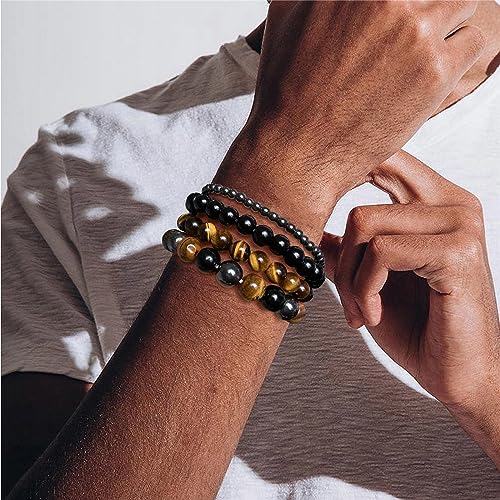 4pcs Beaded Bracelets for Women,Natural Healing Crystal Gemstones Bracelet,Anxiety Stress Relief Bracelet Handmade purple Jewelry Gifts for Women3