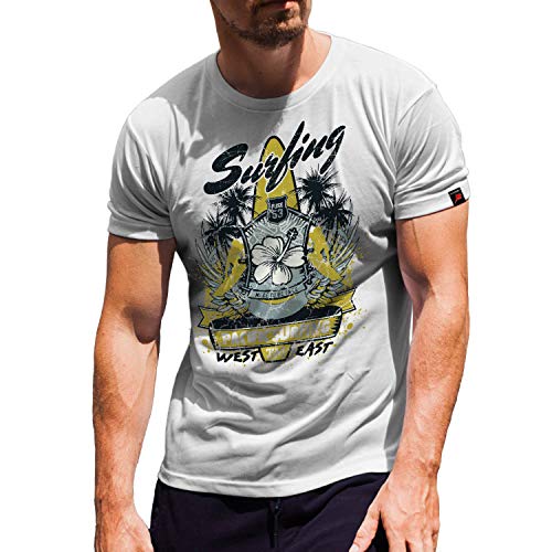 T-shirt Hawaii plage Surfing West&East sport water blanc vacances sable M