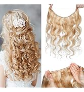 S-noilite Wire Hair Extensions Human Hair with 2 Clips Wavy Balayage Secret Wire Hair Extensions ...