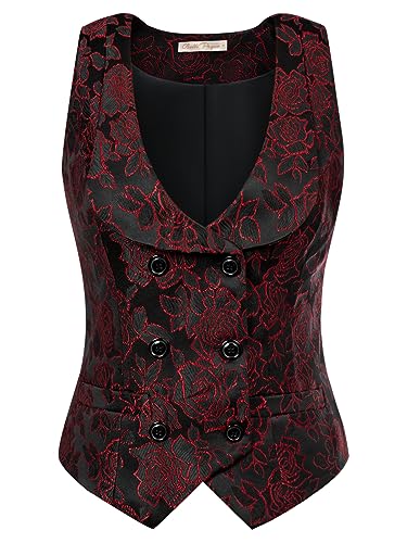 Belle Poque Waistcoat Vest for Women Jacquard Suit Vest Steampunk Gothic Medieval Style
