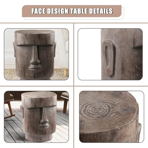 Arstria Outdoor Side Table Easter Island Ahu Akivi Moai Statue Pedestal End Table Stool For Home Patio Deck Sunroom Garden Balcony Yard Lawn Grey thumb #6