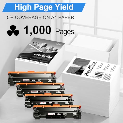 Image of 48A Toner Cartridge Replacement for HP 48A CF248A | Compatible with HP Pro M15w M15a M16w M16a MFP M28w M28a M29w M29a Printer (4 Black)