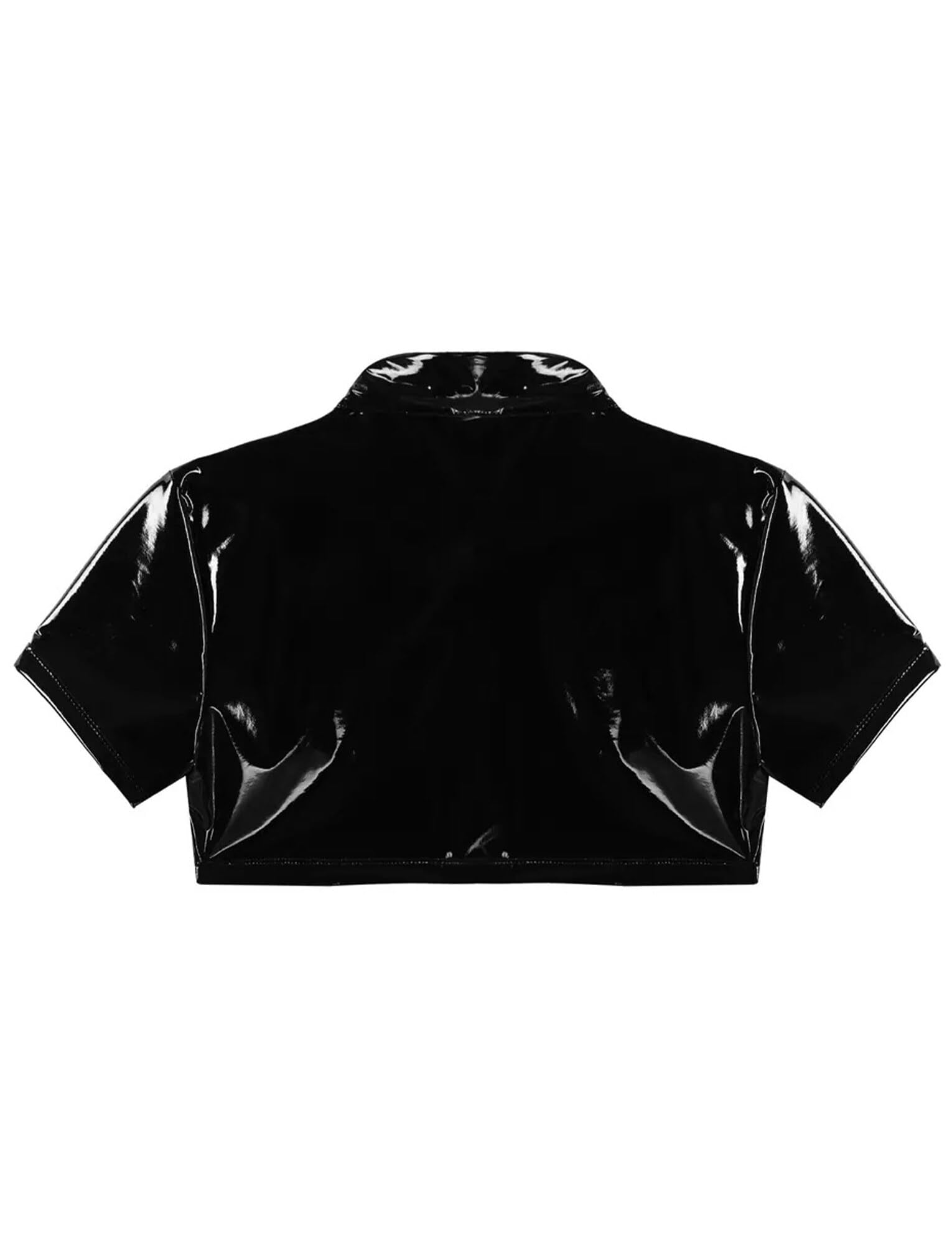 Panegy Camicia da uomo in pelle lucida liquida slim fit effetto bagnato party nightout club anni '70/80 discoteca camicetta maglietta