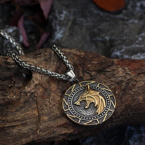 GuoShuang wolf necklace for men Gift Wolf Pedant necklace stainless Steel4