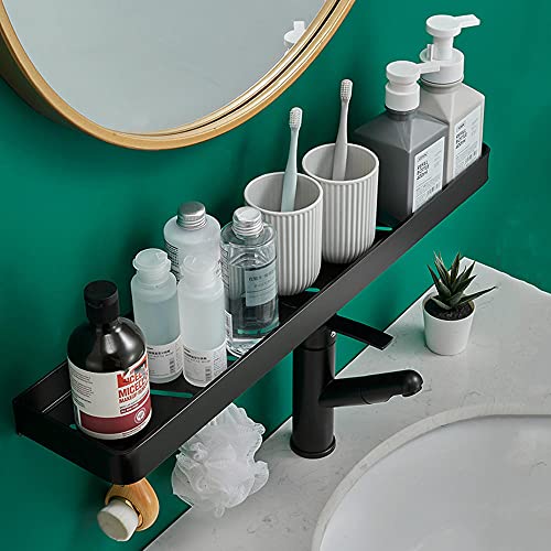 Cesta de Ducha Cesta de Ducha Negra Sin perforación Organizador de Ducha Adhesivo Montado en la Pared Espacio Aluminio para baño de cocina-A60cm