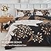 mixinni Floral Duvet Cover King Size, 3 Pieces White Flowers and Gold Leaves Printed on Black Bedding Set, Soft Premium Cotton Reversible Elegant Floral Duvet Cover Set for All Season-King Size