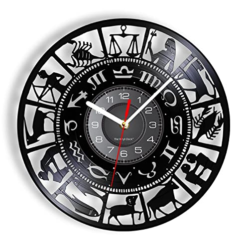 OTKU 12-Inch Zodiac Astrology Vinyl Record Wall Clock