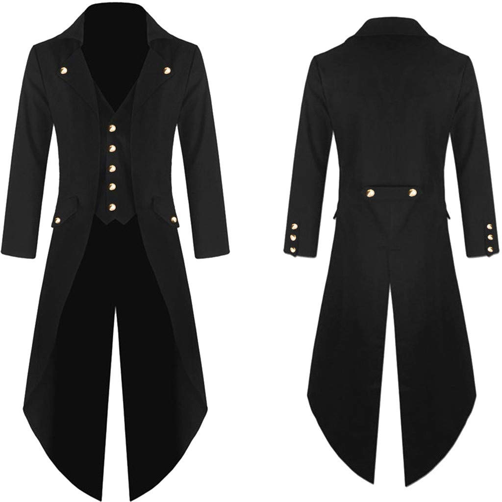 Homme Veste Costume en Queue De Pie Longue Steampunk Uniforme Cosplay Tailcoat pour Hommes Costume Party Outwear Partie Vêtements De Dessus Slim Fit Halloween