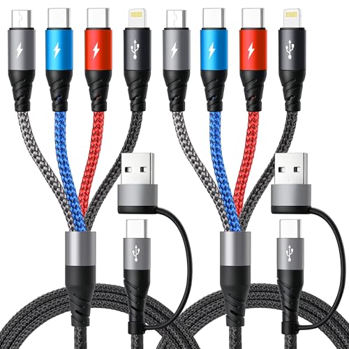 Dual Type-C 4 in 2 Multi Charging Cable,[2Pack 6Ft] Multiple Char...