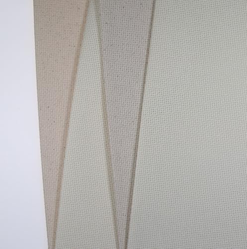 Image of KCS 4 pc of 12 inch x 18 inch(30cmx45cm) 14CT Counted Cotton Aida Cloth Cross Stitch Fabric (Cream+Oatmeal)