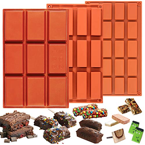 Funshowcase Rectangle Bars Silicone Mold 3 Trays Assortment