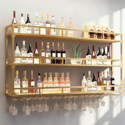 Estante de vino grande montado en la pared,...