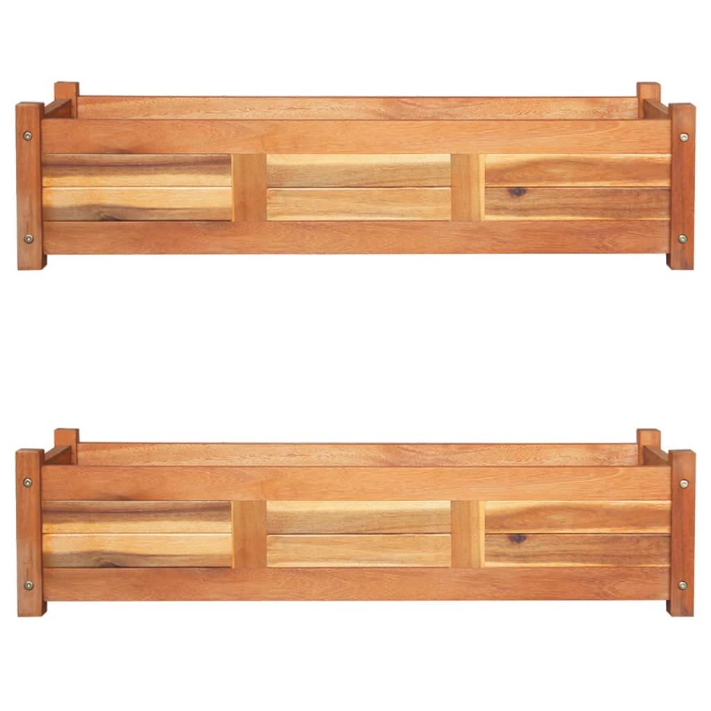 vidaXL 2X Akazienholz Garten Hochbeet Pflanzkübel Pflanzbeet Gemüsebeet Frühbeet Gartenbeet Blumenkübel Blumenkasten Pflanzkasten 100x30x25cm