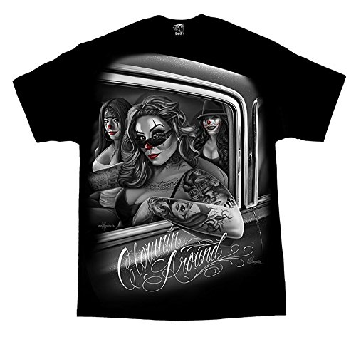 David Gonzales Men's Clowning Around Chola Lowrider Chicano DGA Art T Shirt X-Large Black David Gonzales Men's Clowning Around Chola Lowrider Chicano DGA Art T Shirt X-Large Black