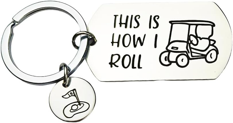 RFTWXHPN Golf Gifts Keychains for Men Women This is How I Roll Key Chain Gift for Golfer Golfs Ball Cart Keychain for Golf Lovers Gifts for Husband Golfers Christmas Birthday Gift